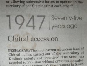 Accession of Chitral state as reported in Dawn newspaper