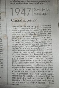 Accession of Chitral state as reported in Dawn newspaper
