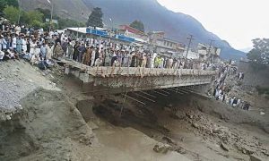 Flood damaged a bridge in Reshun, 2015