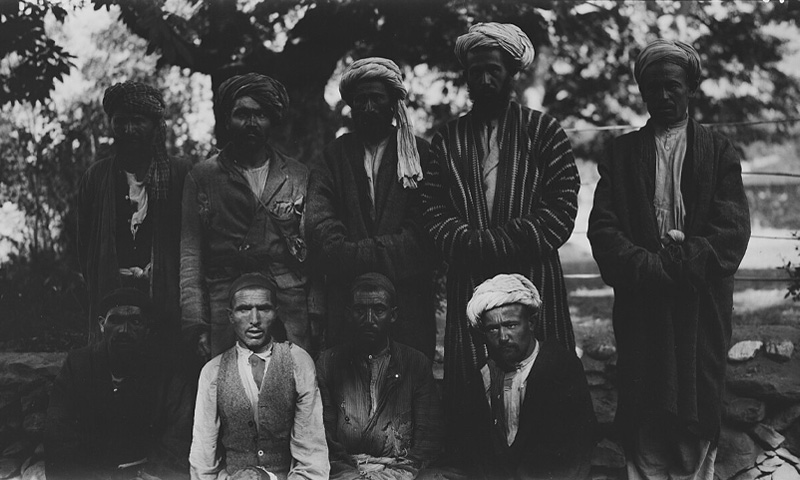 Chitral City, NWFP, Pakistan A group of men from yarkand town in Chinese Xinjiang (Sinkiang) travelling through Chitral in 1929 picture by Georg Morgenstierne