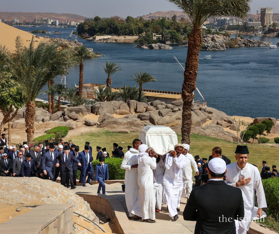 Casket of Aga Khan IV being taken to the resting place in Aswan, Egypt