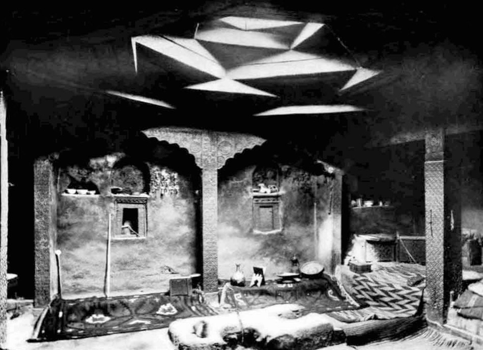 A traditional Baipash Khatan (Pamiri House) in Miragram II Upper Chitral, Dated May 1906, Photgraphed from Sir Aurel Stein's Book,Serindia Vol. I