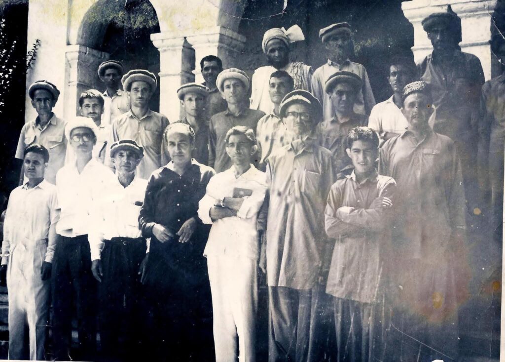 Janab Shah Secretary of Education with the staff of State High School Chitral 1967.